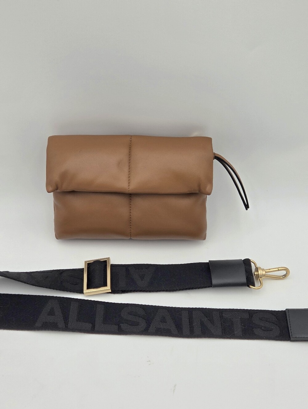 All Saints Ezra Quilted Leather Crossbody In Brown